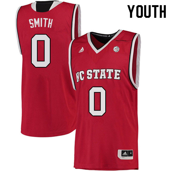 Youth #0 Terquavion Smith NC State Wolfpack College Basketball Jerseys Sale-Red - Click Image to Close